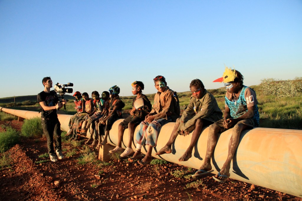 Aboriginal kids from cast of NEOMAD film, in Pilbara..