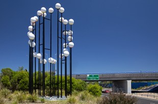 Public art sculpture beside Freeway, Melbourne
