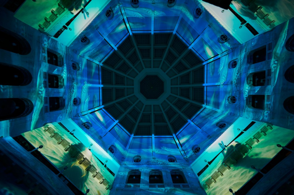 Art projections on the dome of Melbourne's State Library of Victoria.