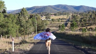 woman running in the country