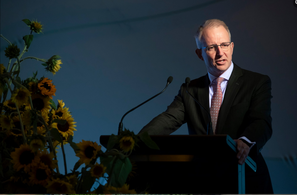 politician Paul Fletcher delivering a speech