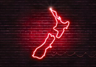 neon map of New Zealand