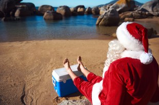 Santa on a beach
