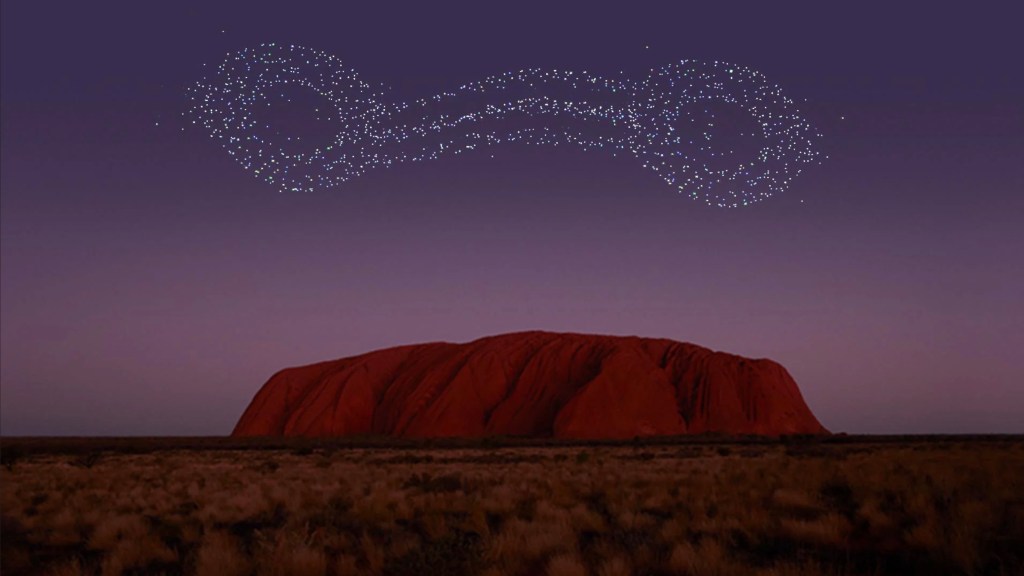 Drone show over Uluru