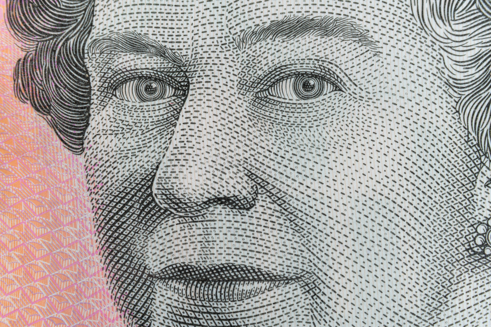 Detail of queen on Australian money