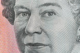 Detail of queen on Australian money