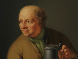 Painting of bald man