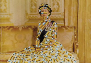 artwork of queen with cigarette butts by artist Philjames
