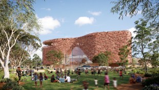 exterior view of aboriginal gallery with brown bricks