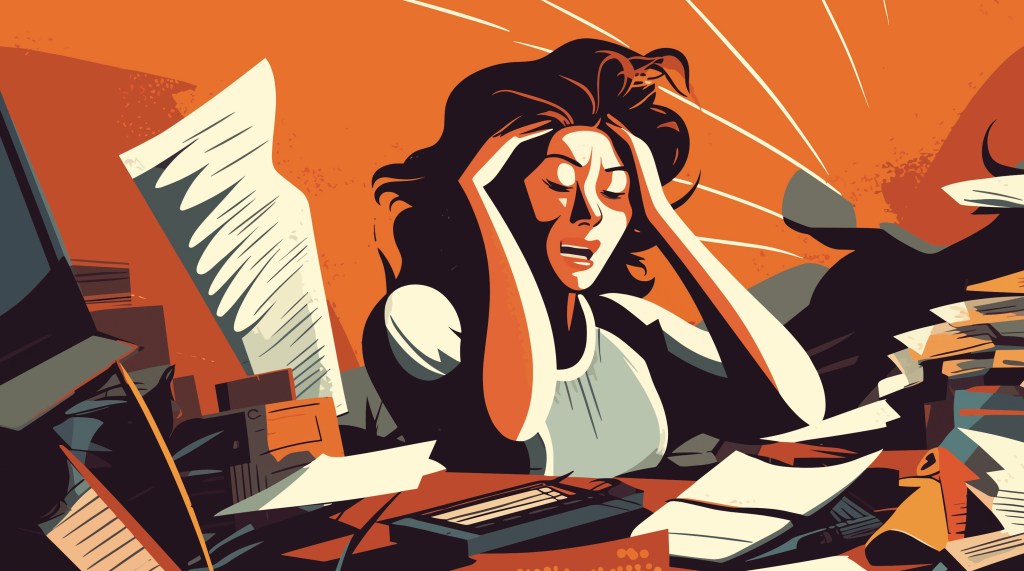 Graphic illustration of a stressed woman