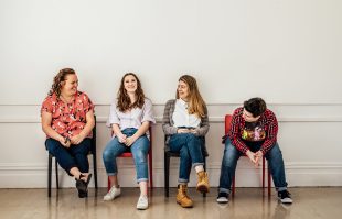 Karin McCracken, second from right, with students. Image supplied.