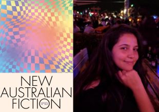New Australian Fiction 2023 cover, with editor Suzy Garcia
