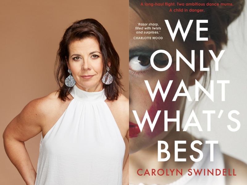 We Only Want What's Best. Image is book cover with woman in sleeveless white dress arms akimbo and big earrrings.