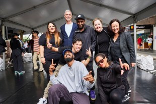 Hip Hop performers gathering for photograph