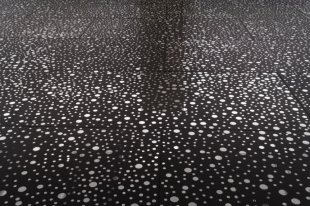Rainbow Serpent (Version). Image is of a dark floor covered with small circles of light or white dots.