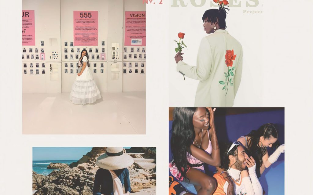 Cover of Erin Visagie's honours project featuring works by (left to right, top to bottom) Ishani Buff, Suleiman Thomas, Jamela Boutique, Carlin Stephenson, ANNANASA and Mastani. Image: Supplied.