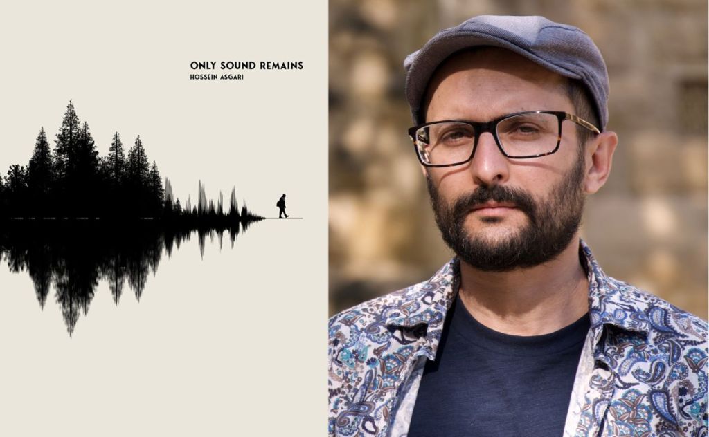 Only Sound Remains. Image is a book cover of a black soundwave on a light background and on the right an author's headshot of a man in black T shirt, colourful shirt, glasses, beard and peaked cap.