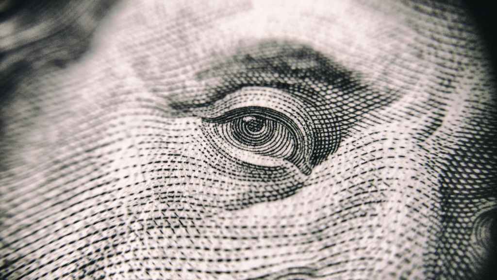 detail of eye on money