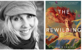 Two panels. Left: black and white photo of blonde woman in a cap, author Donna Cameron. Right. Image of her book, 'The Rewilding'