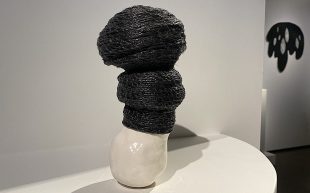 black and white sculpture made from ceramics and twine. Danish Quapoor.