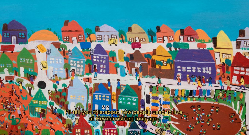 Aboriginal painting of outback town