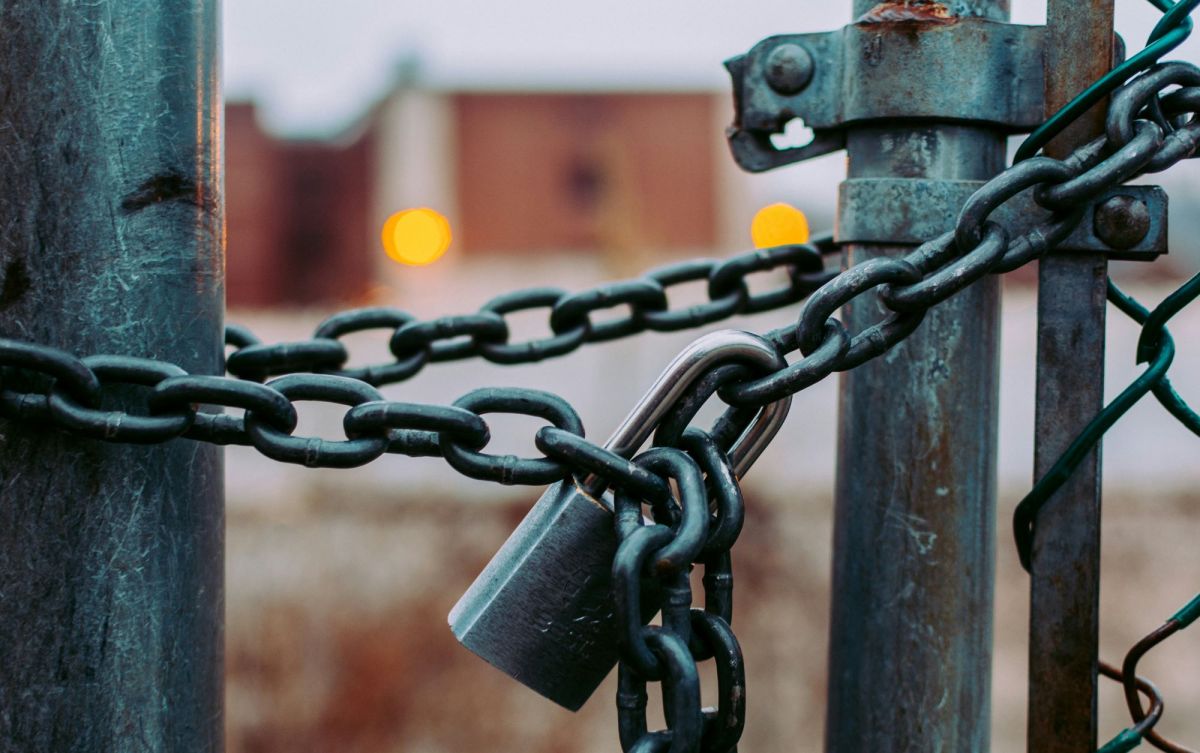 A padlocked gate. Castlemaine State Festival