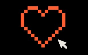 Think Digital. Image is a computer generated red outline of a heart on a black background.