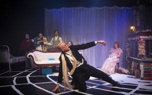 James Joyce (Tref Gare) performing his spider dance in ‘ Samuel Beckett and the Rainbow Girl’. Photo: Jody Jane Stitt.