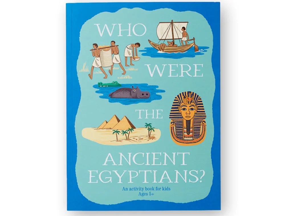Children's book cover with Egyptian illustrations.