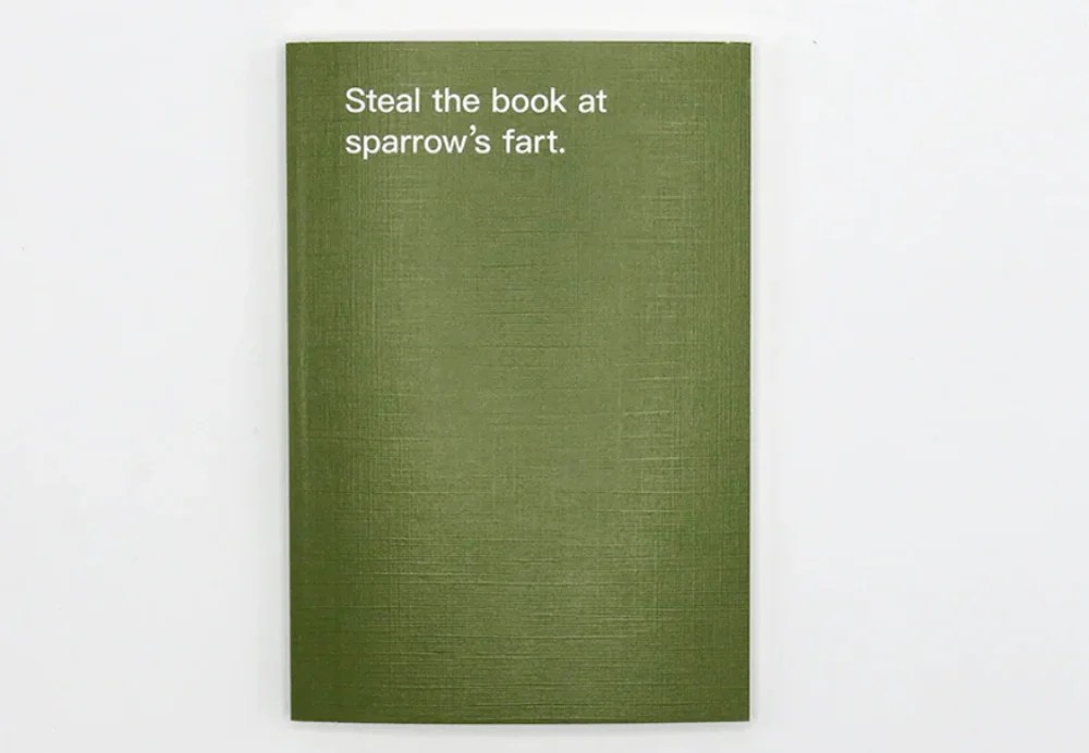 Leaf green coloured book cover with white text. No picture.