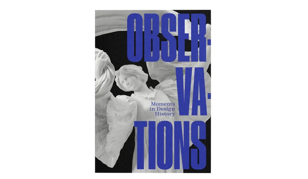 Black and white book cover with purple text and picture of marble statues.
