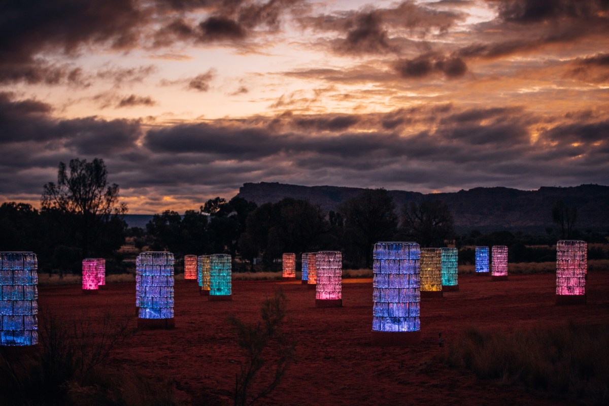 colourful light sculptures in the Australian desert. cultural tourism