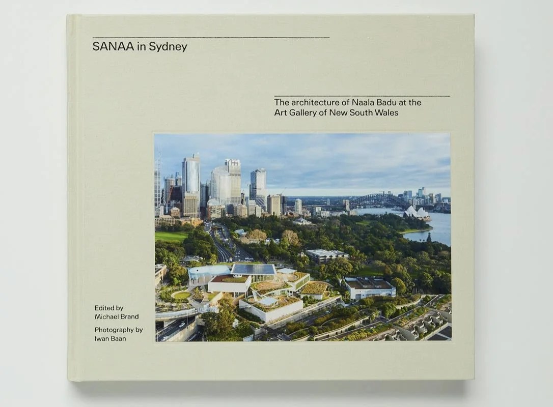 Book with cream cover and picture of contemporary art gallery. Art book