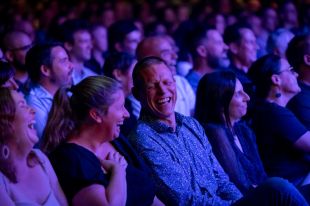 Crying with laughter at the Brisbane Comedy Festival.