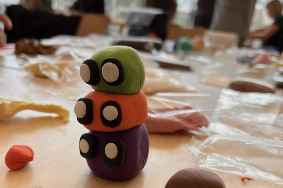 colourful sculpture from playdough. School holidays