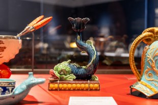 Crazy ceramic of an Asian style fish in bright colours. Wedgwood