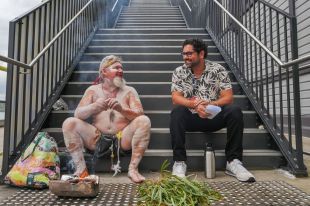 L-R: Dancer, musician, composer, songman, didgeridoo player, cultural consultant and educator, Uncle Matthew Doyle and Sydney Festival's Blak Out curator and Creative Artist in Residence Jacob (Jake) Nash.