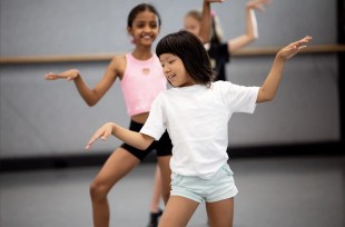 Two young girls in dance studio.