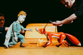A puppet of a little boy and a fox. Antoine Saint-Exupéry The Little Prince, Spare Parts Puppet Theatre.
