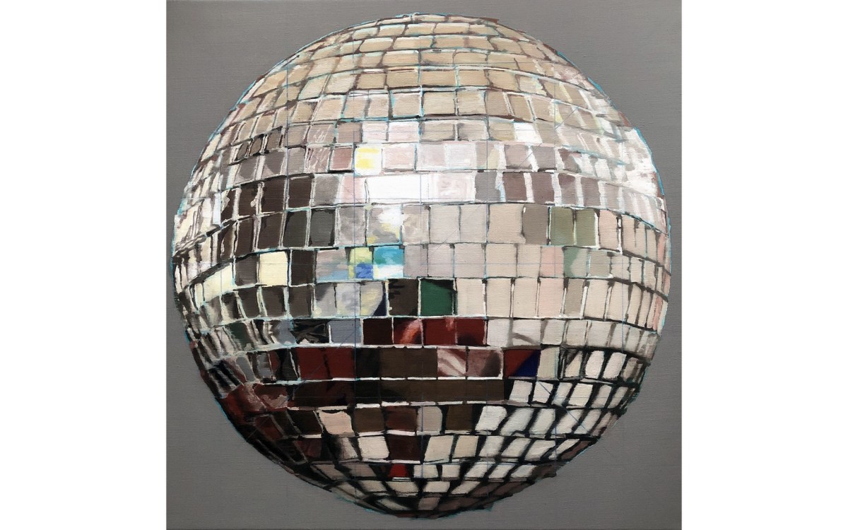A close up of a mirror ball.