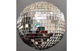 A close up of a mirror ball.