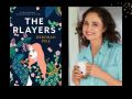 Two panels. On the left is he cover of a book, 'The Players'. It has an illustration of a woman with orange hair against foliage. On the right is author Deborah Pike. She has wavy brown hair and is wearing a mint coloured shirt and holding a white mug.