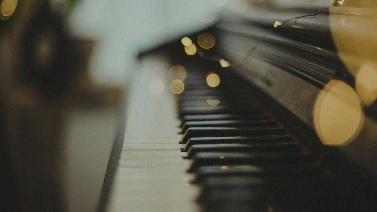A sideways photo of a piano.