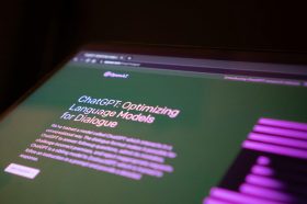 Playing around with ChatGPT for just a few minutes can illuminate new paths for your creative business. The photo shows a tablet device bearing the text ChatGPT: Optimizing language models for dialogue' written in pink text on a green background.