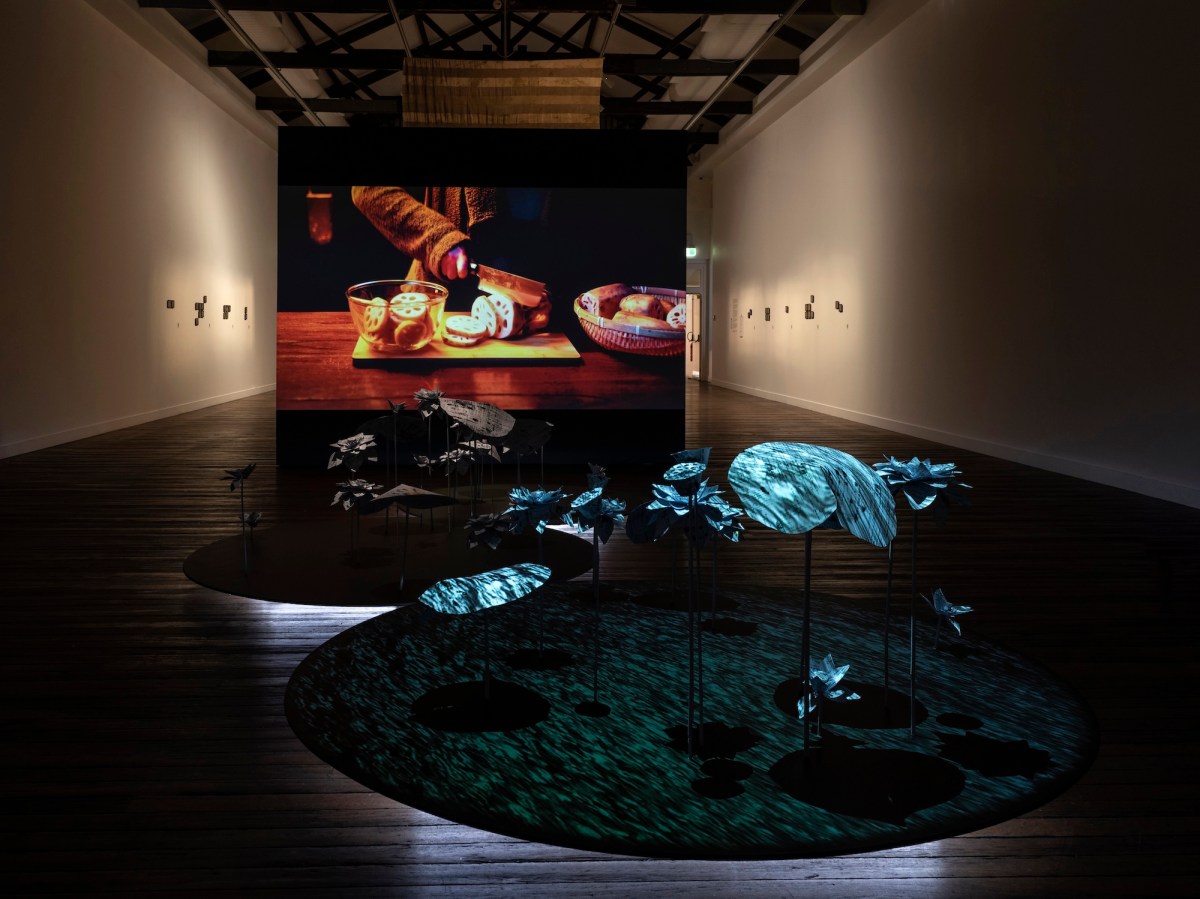 Jenna Mayilema Lee, Portal to the Bangarr (billabong), 2025, installation view, The Neighbour at the Gate, National Art School Gallery, Sydney, 2025. Photo: Peter Morgan.