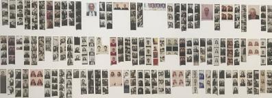 Rows of small black and white photos.