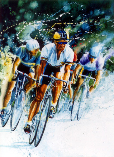 Watercolour artwork of the Tour de France by Hanne Lore Koehler.