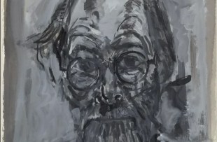 black and white drawing of a man with a beard and glasses. Kevin Connor