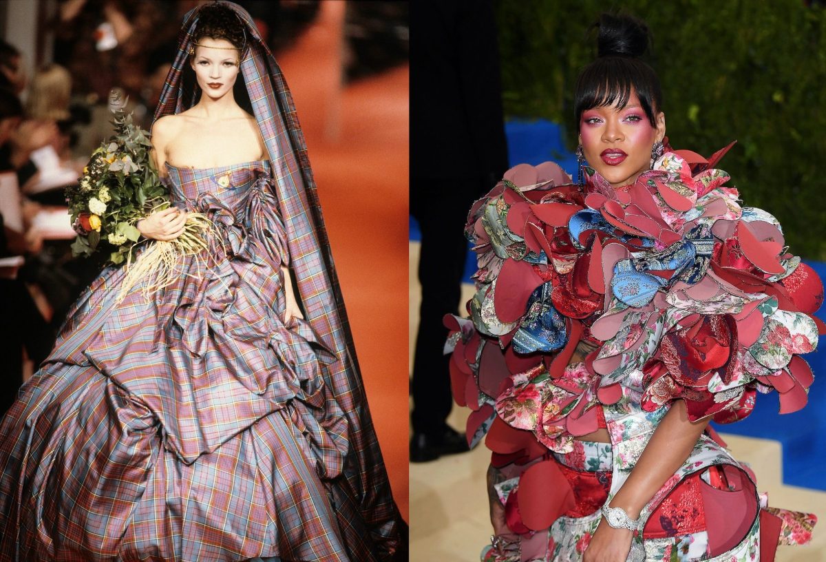 Celebrities wearing catwalk fashions by Vivienne Westwood. Comme des Garçons