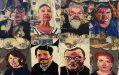 A mixed media collage of eight portraits.